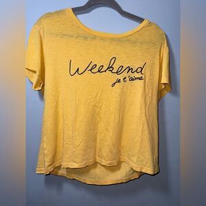 Sundry Yellow Pima Cotton Weekend Je T’aime Graphic Short Sleeve Tee Size 1 (S)